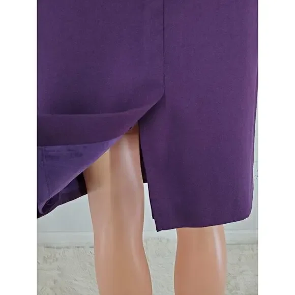 CASUAL CORNER Women's Purple Straight Skirt Sz 8 NO BELT - Picture 6 of 8